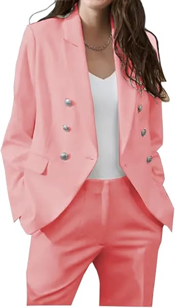 Womens Blazer Suits Two Piece Solid Work Pant Suit for Women Business Office Lady Suits Sets