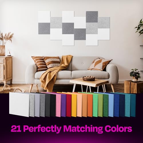 Image of Acoustic Panels 12-Pack Soundproof Wall Panels 12 inchX12 inchX0.4 inch Sound Panels High Density Sound Dampening Panels - [White Square]