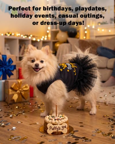 Image of CuteBone Black Happy Birthday Pet Tutu Dress - Crown Puppy Birthday Costume - Small Dog Clothes Cat Princess Party Outfit SRQ01S
