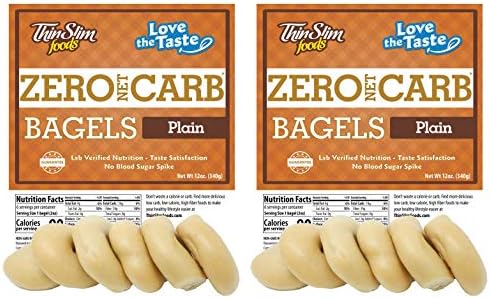 ThinSlim Foods Keto Bagels | Keto Bread Alternative | Low Carb Plain, 2 Pack (6 Zero Net Carb Bagels Per Pack)