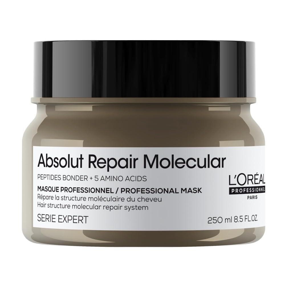 L'Oréal Professionnel, Maschera Professionale Ristrutturante per Tutti i Tipi di Capelli Danneggiati, Aiuta a Riparare i Danni e Ripristina la Forza dei Capelli, Absolut Repair Molecular