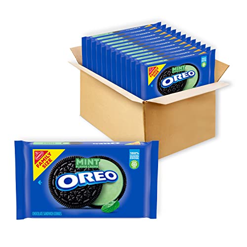 OREO Mint Creme Chocolate Sandwich Cookies, Family Size, 12 -