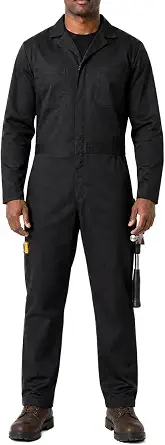 Men's Long-Sleeve Work Coveralls with Metal Zipper and Utility Pockets