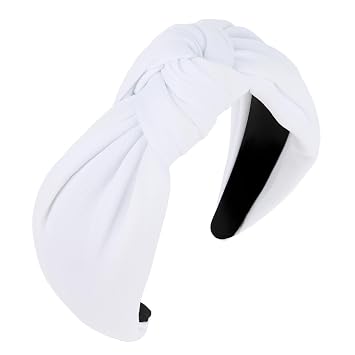 White Headbands for Women Knotted Headbands, Large Head Bands for Women's Hair Wide Head Bands, Thick Head Band Womens Fashion Head Band Hair Accessories for Women