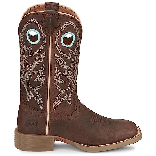 Justin Women's Liberty Square Toe Western Boot, Spicy Brown - 9.5 B