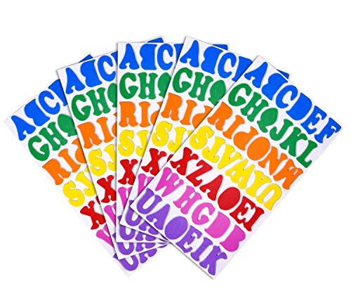 5 Pack Foam Alphabet A-Z Letter Stickers Colorful Foam Self-Adhesive Stickers for Kid's DIY Arts Craft Supplies Greeting Cards Home Decoration, Assorted Mixed Colors and Sizes (Alphabet)