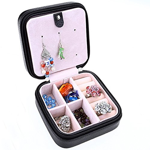 Cozycabin Travel Jewelry Box, Eiffel Tower Pattern Pu Leather Double Layer Travel Jewelry Organizer With Mirror Mini Jewelry Case For Ring Bracelet Earring Necklace Valentine’s Day Gift #TOP1