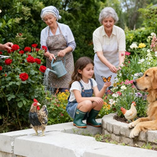 Figurine de poulet de 24 cm en résine robuste et résistante aux intempéries