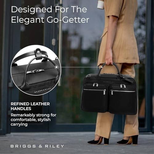 Briggs & Riley Multi-Pocket Cabin Bag - Carry On Luggage for Travel, Softside Bag for Men & Women, Fits in Overhead Bin, Two Slip Pockets, Fits up to 15\" Laptop - Rhapsody Collection, Black - Thumbnail 6