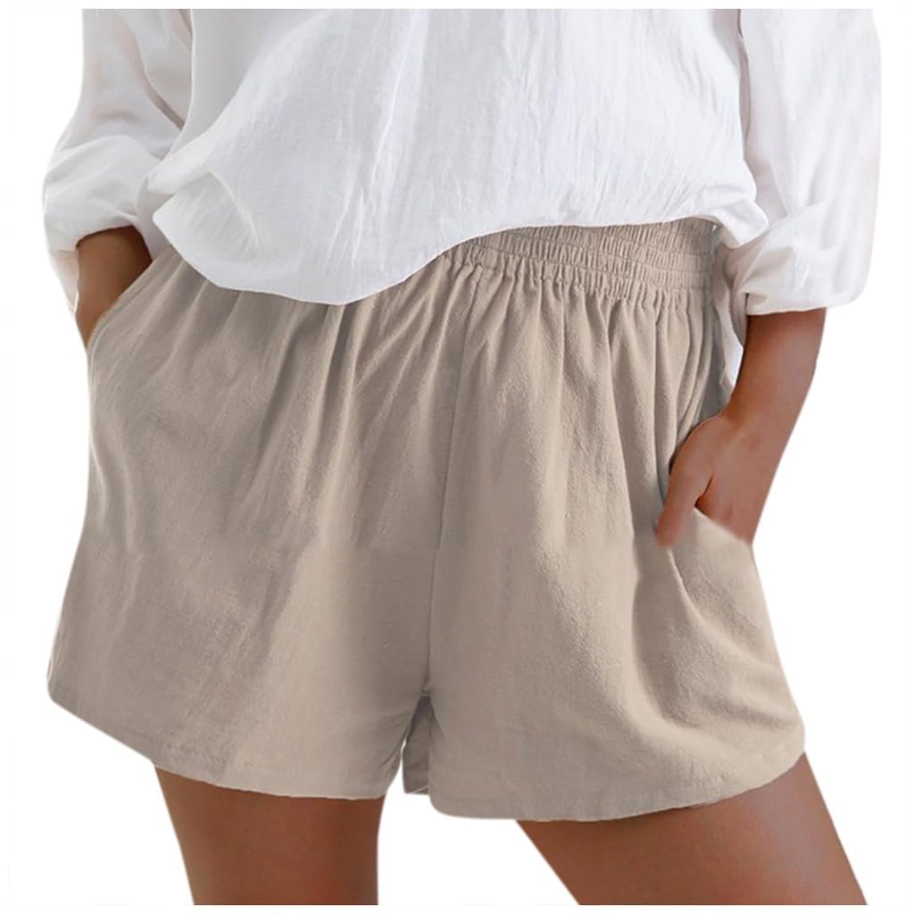 uxxnjfg Pantalon Corto Mujer Ropa Deportiva Verano Shorts Pantalón Corto Lino Moda Talla Grande Deporte Pantalon Corto