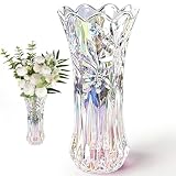 YNNHUDEEP Blumenvase 24 cm Glasvase Dickwandige Tulpenvase mit 2.4 PFD, Stabile Klarglasvase als Geschenk für Mama zum Geburtstag, Elegante Tischdeko für Hochzeiten Wohnzimmer (Farbenfroh)