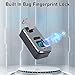 Fingerprint Lock Small Smart Electric Lock Built in Bag Luggage Suitcase Travel Aluminium Alloy Lock 3.7V Luggage Bag Travel Security Biometric Lock (Silver Black)