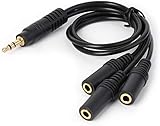 Black Headphone Splitter Cable 3.5mm 3 Way Splitter Adapter Aux Cable for Speaker MP3 Player Plated Adapter 3-Pole Plug to 3 Way, Earbuds Accessories, Headphone Adapters