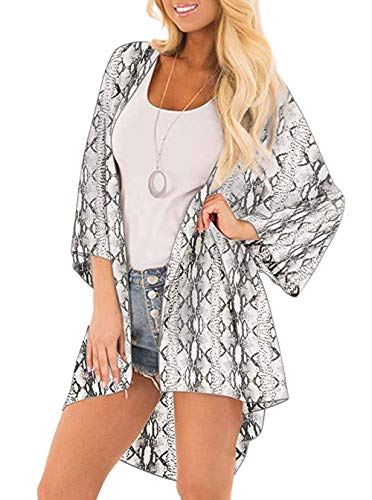 CASURESS Women's Cardigan-Sheer Kimono Loose Summer Floral Print Cover Ups (XX-Large, Snake Tattoo)