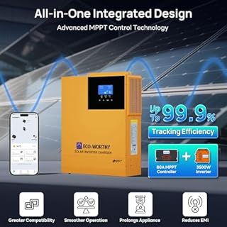 ECO-WORTHY 4.68KWH Solar Power Complete Kit 1200W 48V with Lithium Battery and Inverter for Home: 6pcs 195W N-Type Bifacial Solar Panels + 1pc 48V 50Ah Li-Battery + 3500W Solar Charger Inverter