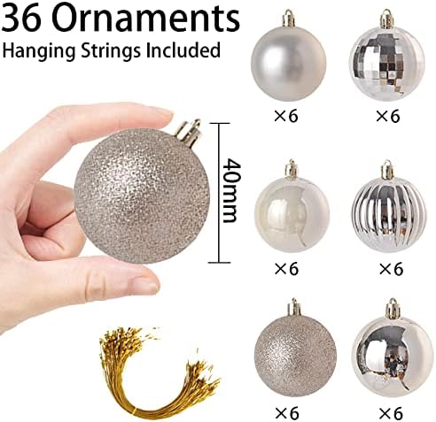 Muzhira Christmas Ball, 4cm 36pcs Christmas Baubles, Christmas Tree Decorations Ornaments Balls, for Home Festival Gifts Christmas Decorations