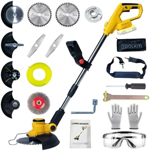 Cordless Weed Wacker for Dewalt 20V Battery with 4 Types Blades, Brushless Motor, Lightweight Grass Trimmer/Brush Cutter for Lawn, Yard and Bush Trimming（No Battery）