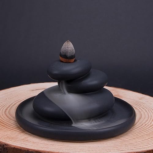 Miniatura 6 de ZORZA Soporte de incienso de reflujo de piedra zen, quemador de incienso de cascada de cerámica, decoración para el hogar, decoración de ceremonia