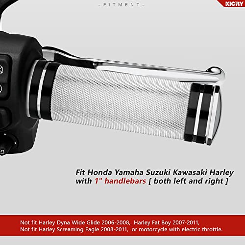 Kicry 1" Motorcycle Hand Grips Black Chrome Handlebar Grips Compatible With Harley Touring Honda Yamaha Suzuki Kawasaki (Chrome-A) #TOP1