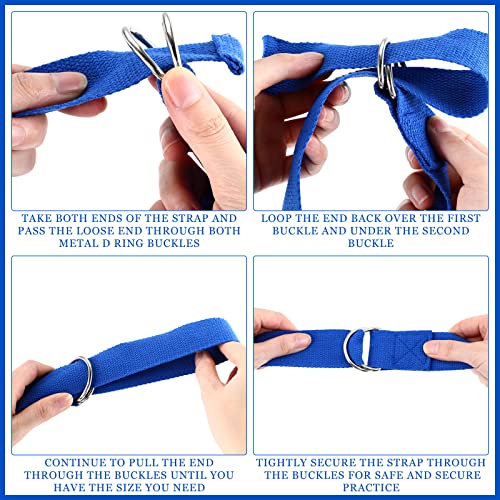 6 Pcs Yoga Strap For Stretching 8 Ft Yoga Exercise Adjustable Straps Yoga Bands With Safe Adjustable D Ring Buckle For Pilates Gym Workouts Yoga Fitness Improves Sitting Posture (Royal Blue) #TOP3