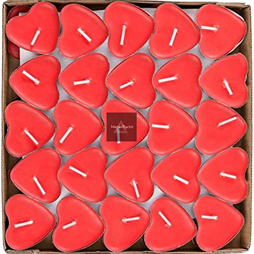 Image of Paraffin Wax Candles Smokeless & Long Lasting Perfect for Decoration of Diwali, Christmas, Dinner, Wedding Parties, Church, Spa, Restaurant(Heart Shape, Set of 30 - Burn Time 4 Hr)