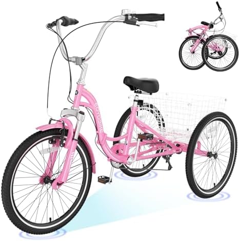 3 Wheeler Bicycle for Adult, H&amp;ZT Tricycle, Tribike, City Bike, Large Basket, Elderly, Men, Women, Teenagers