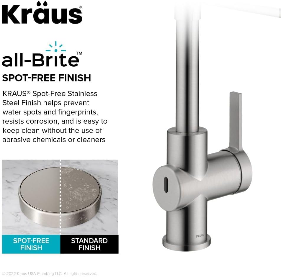 KRAUS Britt Touchless Sensor Commercial Single Handle Pull Down Kitchen Faucet in Spot Free Stainless Steel, KSF-1691SFS - Image 7