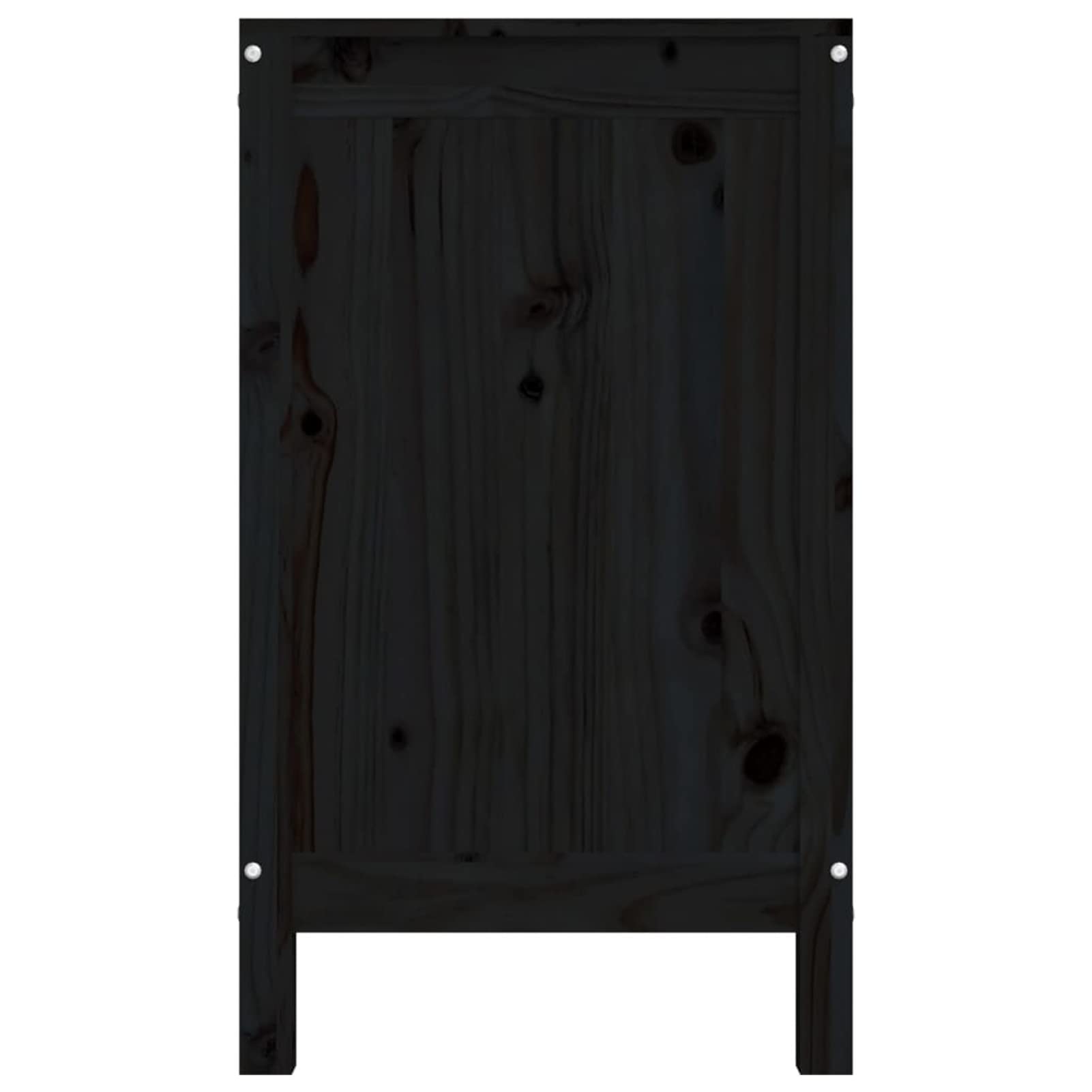 Homgoday Caja para la colada negra 88,5 x 44 x 76 cm madera maciza de pino, muebles, baúles y baúles, contenedor de jardín, porta herramientas de jardín, puf de exterior, baúl de exterior