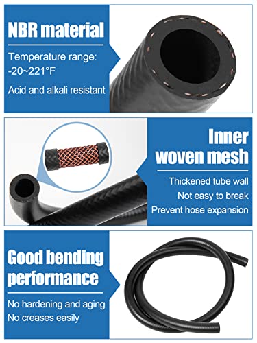 Fuel Line Hose - 1/4" Id Nbr Rubber Gasoline Tube With 20Pcs Clamps For Small Engines, Suitable For Kawasaki Ezgo Golf Cart Snowmobile Motorcycle Atv Tractor #TOP3