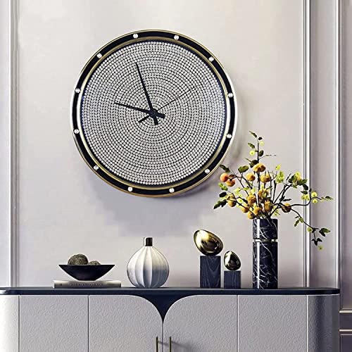 Wall Clocks For Living Room Decor Crystal Glass Wall Clock, Crushed Diamond Round Mirror Sparkle Wall Clock, Luxury Glass Wall Clock For Living Room Bedroom Home Office Decor #TOP1