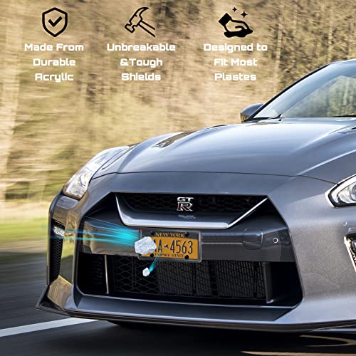 Smoked License Plate Protector,2Pc License Plate Tinted Shield,License Plate Cover,Fits All Standard Us Plates,Bubble Design License Plate Covers & Frames With Screws & Caps(Gray) #TOP1