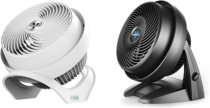 Vornado 733DC Whole Room Energy Smart Air Circulator Fan, Made in USA, Variable Speed Control, White, Large & 630 Mid-Size Whole Room Air Circulator Fan, Black