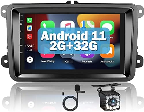 (2G + 32G) CAMECHO Apple Carplay 2 Din Android 11 Stereo for VW Radio with Sat Nav 7 Inch Touch Screen Car Stereo with Bluetooth Backup Camera Support HiFi/WIFI/FM RDS Radio for VW Golf Touran POLO