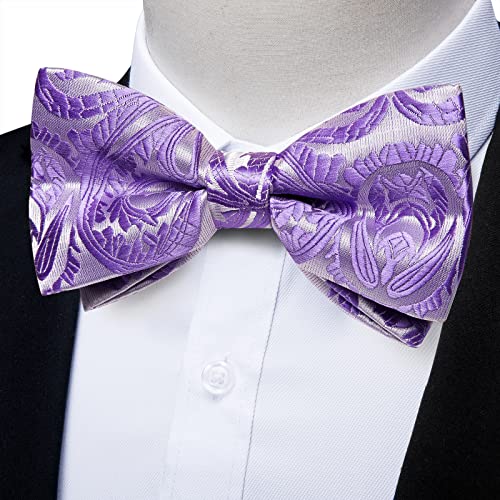 Image of DiBanGu Pre-Tied Bow Ties for Men Silk Adjustable Tuxedo Bowties Pocket Square Cufflinks Set with Lapel Pin Jacquard Woven