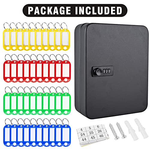 Key Box Wall Mount, 48 Key Hooks & Tags, Steel Security Locking Key Cabinet, Storage Key Lock Box With Code, Key Management Cabinet With Combination Lock #TOP4