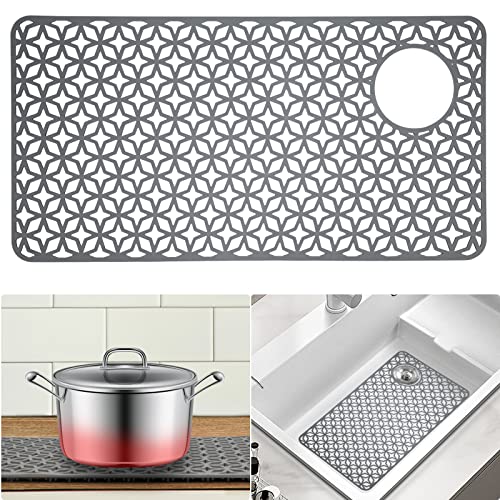 QKVCX Grey Sink Protector Mat for Farmhouse Porcelain Sink
