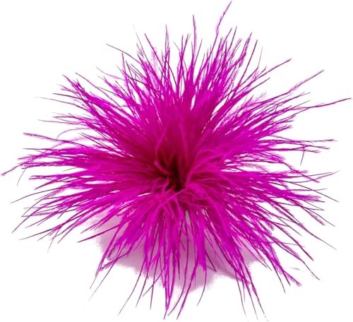 Image of Rose Red Feather Brooch Feathers Corsages for Party Wedding Dress Decorations Ostrich Feather Hair Clip Lapel Pins Headwear Hairpin Hairband for Women Girl