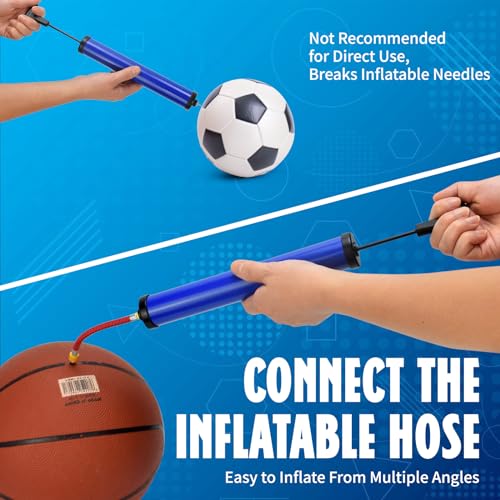 Furypiont 12\" Portable Hand Air Ball Pump Inflator Kit with Needle, Nozzle,Great Air Pump for Exercise Sport Balls - Football & Soccer, Basketball, Volleyball Pump, Swim Inflatables