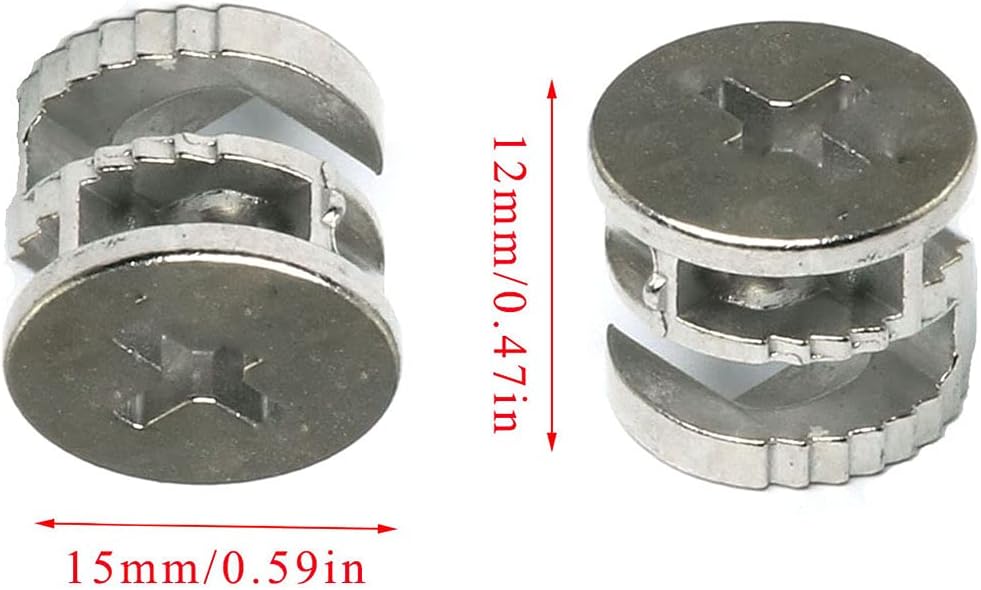 PZRT 10 Set 15 x 12mm Furniture Connector Fastener Cam Lock Nut Zinc Alloy Cam Fitting with Cover for Cabinet Drawer Dresser and Wardrobe Furniture Panel Connecting - Image 5