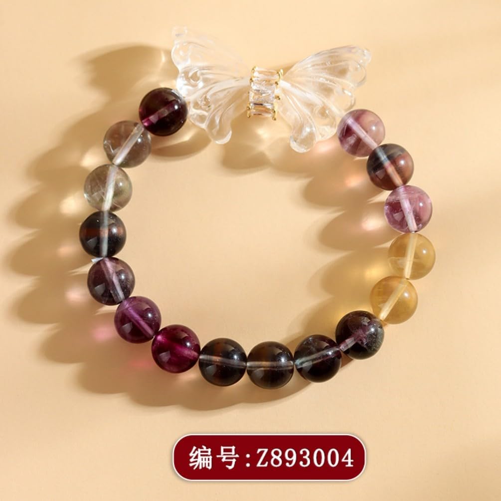 DorkTees (Z893彩萤石翅膀手链(颜色随机发货) 天然彩萤石白水晶翅膀 Fengshui Jade Bracelet Lucky Charm 手链时尚原创女士新款手串饰品礼物