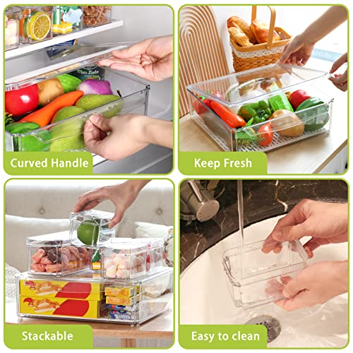 Moretoes Set Of 10 Fridge Organizer Stackable Refrigerator Organizer Bins With Lids, Bpa-Free Plastic Pantry Storage Bins For Fridge Freezer Kitchen Cabinet Pantry #TOP2