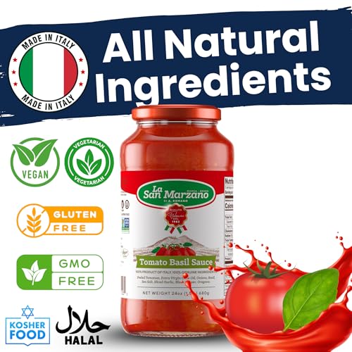 image for La San Marzano Tomato Basil Sauce, 24 oz, Pasta Sauce Made in Italy, A