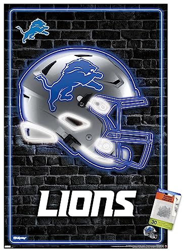 Trends International NFL Detroit Lions - Neon Helmet 23 Wall Poster, 22.37