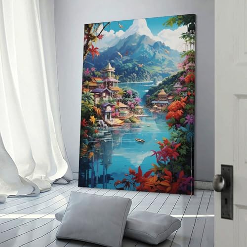 Tableau impression sur toile baie de vacances de 40x60 cm pour decoration murale