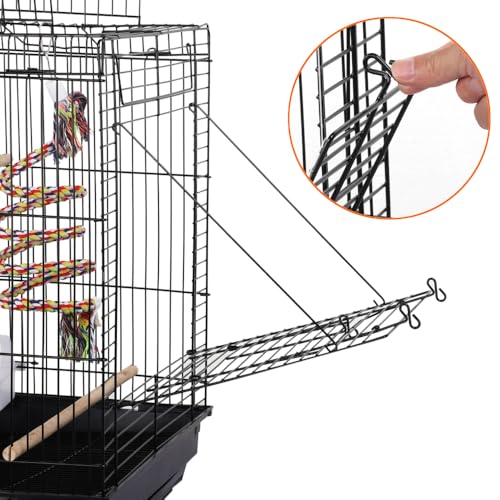 Yaheetech Vogelkäfig mit Vogelspielzeuge Wellensittichkäfig Nymphensittiche Fink Papageienkäfig mit Dach 40 x 40 x 58 cm
