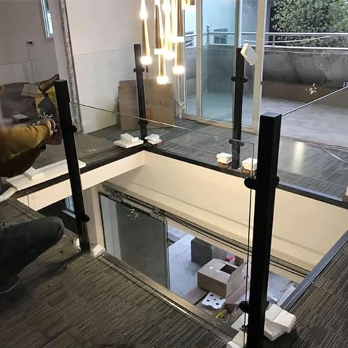 Poste de vidrio intermedio para barandillas con soporte seguro de 85 cm 3