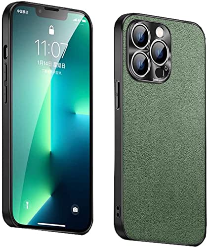 Housse iPhone 13 Pro fausse fourrure vert protection camera chic luxe