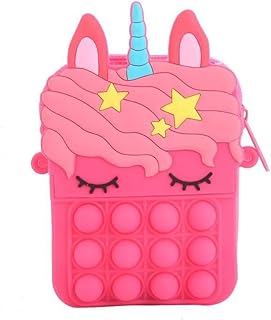 شنطة يد بوب ات فيدجيت لطيفة بتصميم يونيكورن مع حزام كتف قابل للفصل، زهري