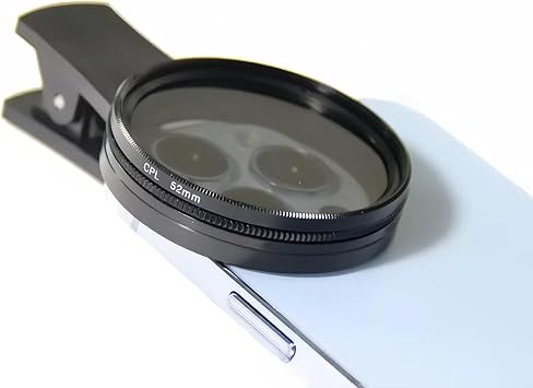 52mm CPL Filter for iPhone 17 16 15 Pro Max, Professional Phone Camera Lens Filter with Universal Clip, Circular Polarizer for Samsung S26 S25 Ultra, Pixel - Reduce Glare & Enhance Blue Sky