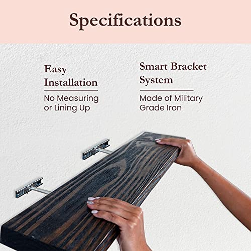 Willow & Grace Wood Floating Shelves For Wall Decor - Floating Shelves For Wall - Real Wood, Wall Shelf, For Bathroom, Kitchen, Living Room - Room Decor - Dark Walnut 36" Hanging Shelves - Set Of 2 #TOP1